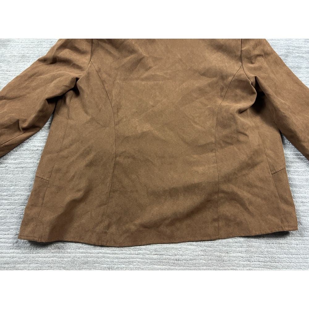 R&K Original Jacket Womens 14 Brown Polyester Open‎ Front Faux Suede Feel - Picture 10 of 14